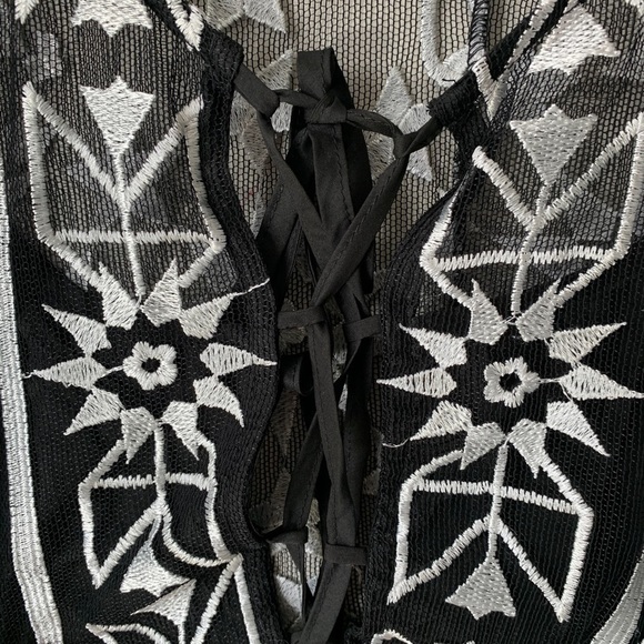 JEN'S Pirate Booty Fortune Mini Dress Black White Lace Sheer Embroidered Size M - Picture 5 of 12